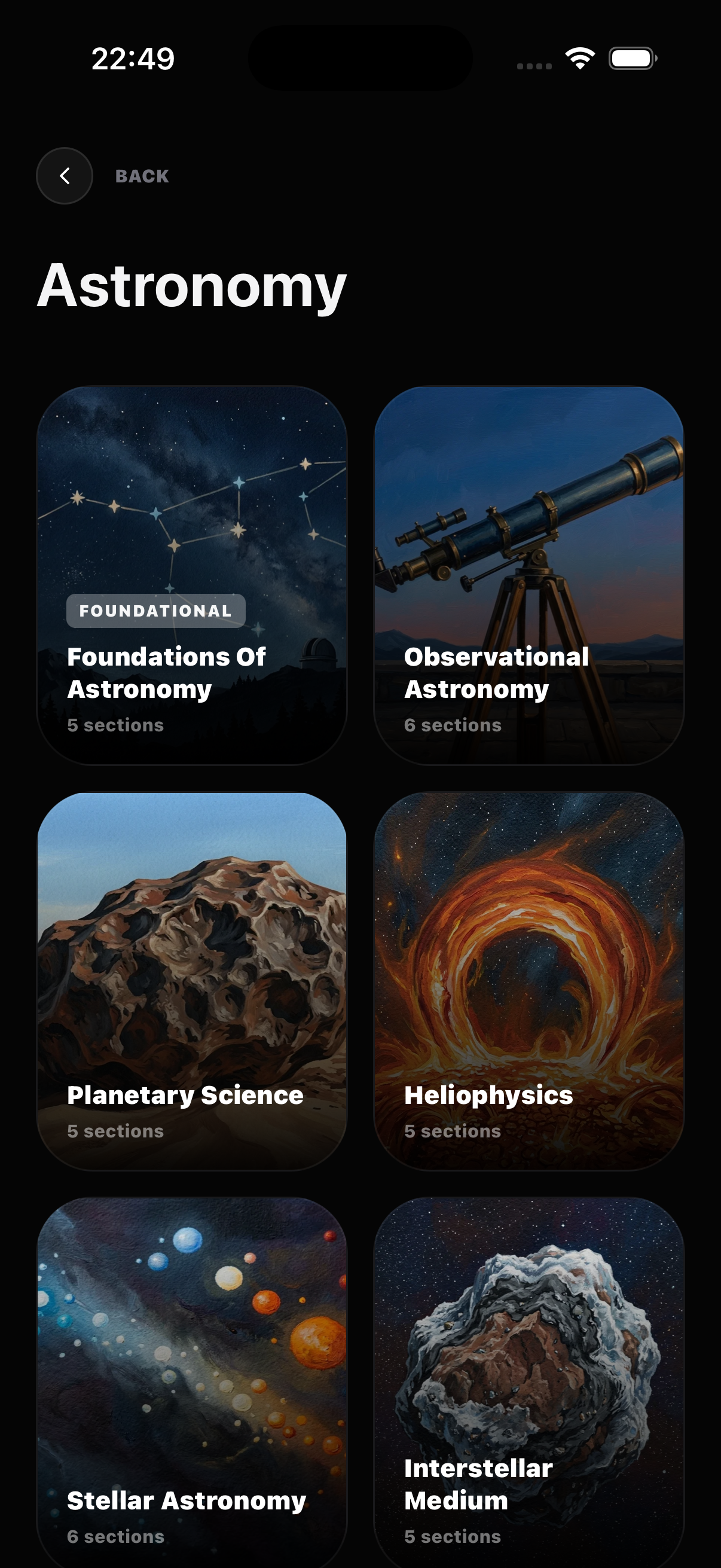 Knowverse subject library with focused learning tracks.