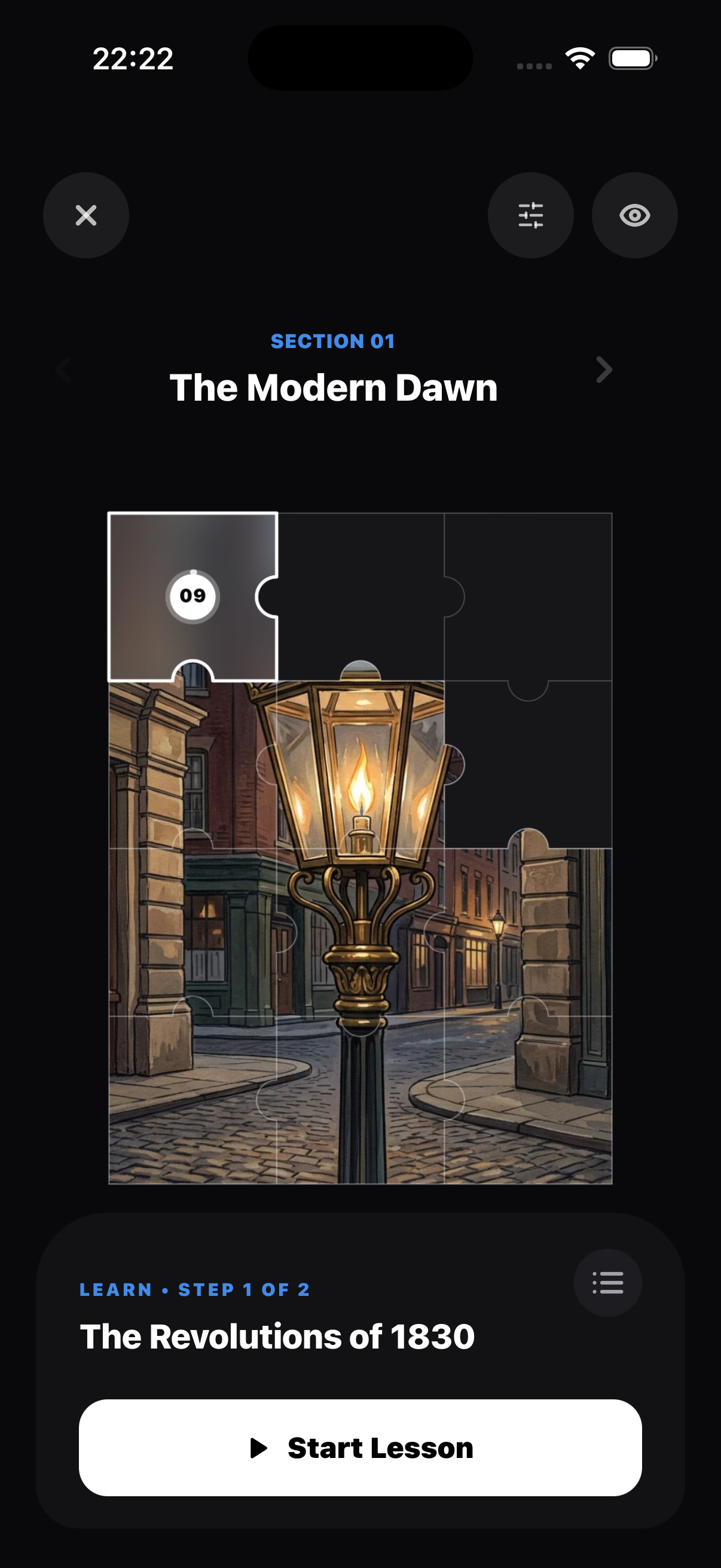 Knowverse story lesson with a clear learning path.